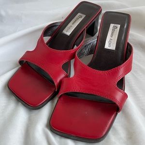 Etienne Aigner Red Kitten Heel Sandals